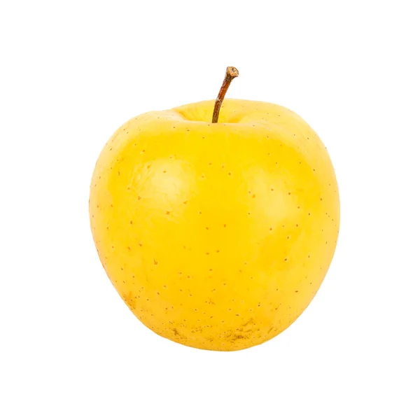 Fruta Maçã Amarela Madura Fundo Branco — Fotografia de Stock