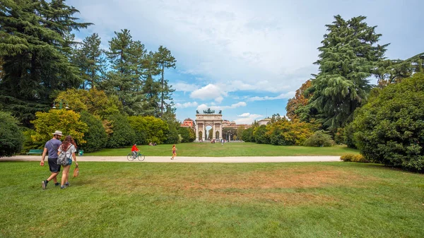 Milan Italy 2018 Peace Arch Gate Sempione Milan Sempione Park — Stock Photo, Image