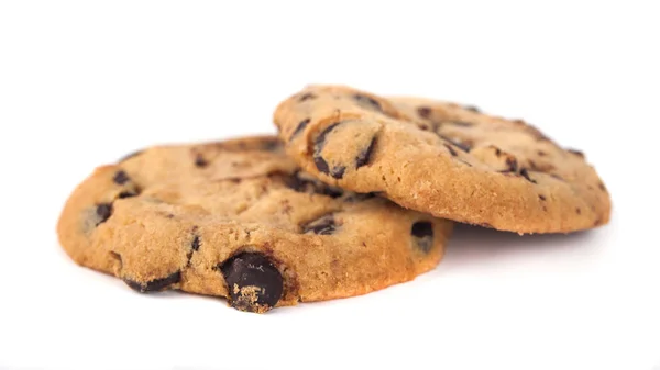 Galletas Chispas Chocolate Aisladas Sobre Fondo Blanco — Foto de Stock