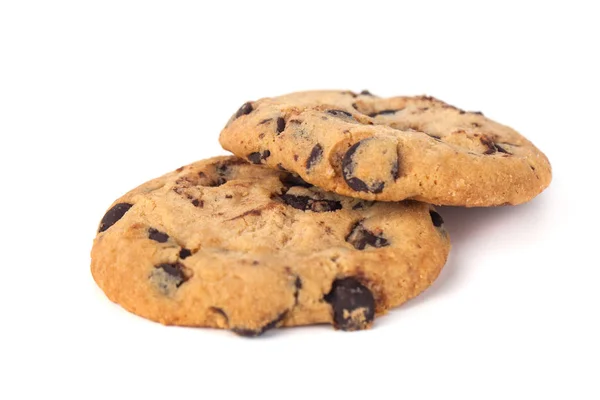 Choklad Chip Cookies Isolerade Vit Bakgrund — Stockfoto