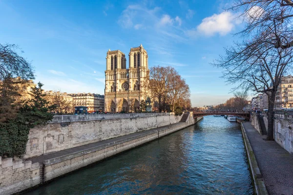 Notre Dame Paris Katedrali Paris Katedral Güzel Seine Nehri Manzarası — Stok fotoğraf