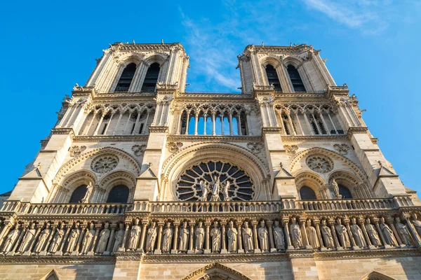 Fasada Katedry Notre Dame Paris Średniowieczna Katedra Kościół Paryżu Francja — Zdjęcie stockowe