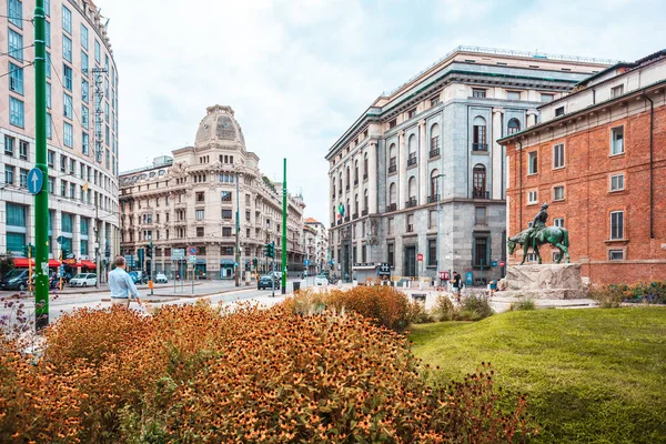 Milán Italia 2018 Calle Con Edificios Antiguos Centro Milán — Foto de Stock