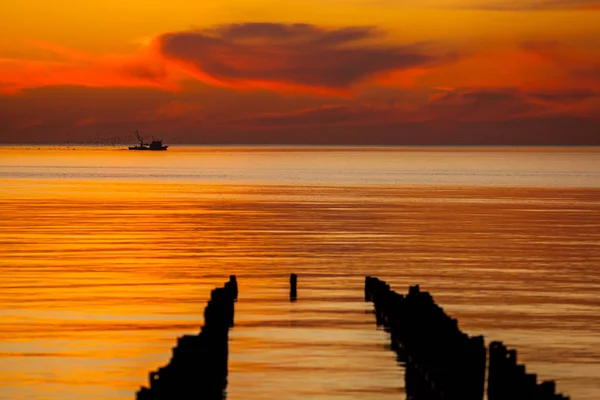 Marinheiro Mar Negro Belo Pôr Sol Poti Geórgia Cáucaso — Fotografia de Stock