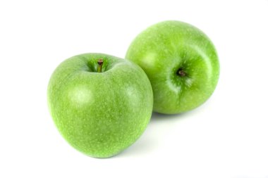 Kusursuz Taze Yeşil Elma Beyaz Arkaplanda İzole Edildi