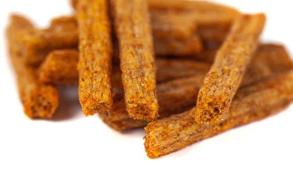 Croutons of toasted bread on white background — Stock Photo, Image