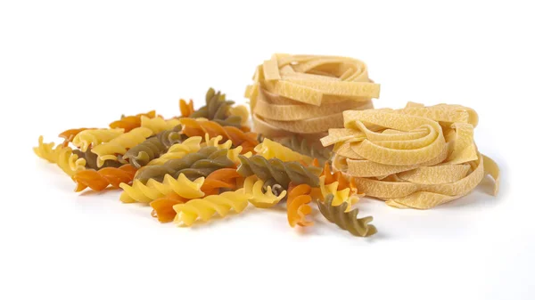 Colored italian pasta isolated on white background — Stock Photo, Image