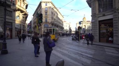 Milan, Italya-12.03.2019: Milano tramvay toplu taşıma