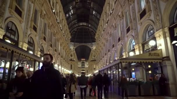 Milano Italien 2019 Milan City Berömda Shopping Duomo Gallery Vittorio — Stockvideo