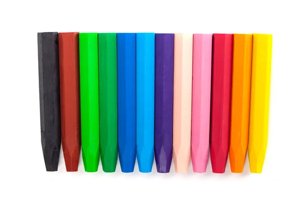 Group of crayons (pencils) stacked on white background — Stock Photo, Image