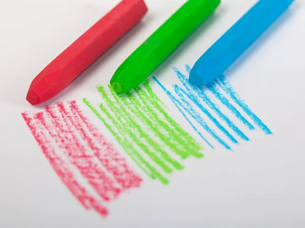 Group of crayons (pencils) stacked on white background — Stock Photo, Image