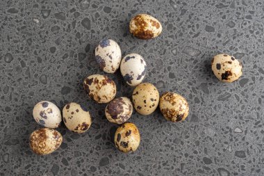 Taş arka planda küçük bıldırcın yumurtası