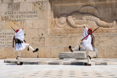 Atina, Yunanistan - 27.04.2019: Cumhurbaşkanlığı muhafızları cerem gerçekleştirin