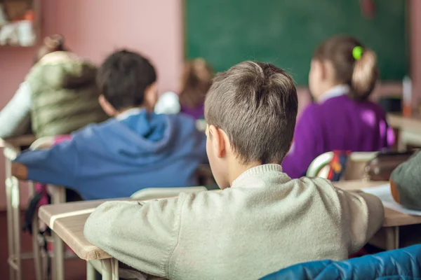 School children are participating actively in class, working at — Stock Photo, Image