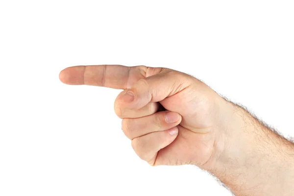 Apuntando la mano humana aislada sobre fondo blanco —  Fotos de Stock