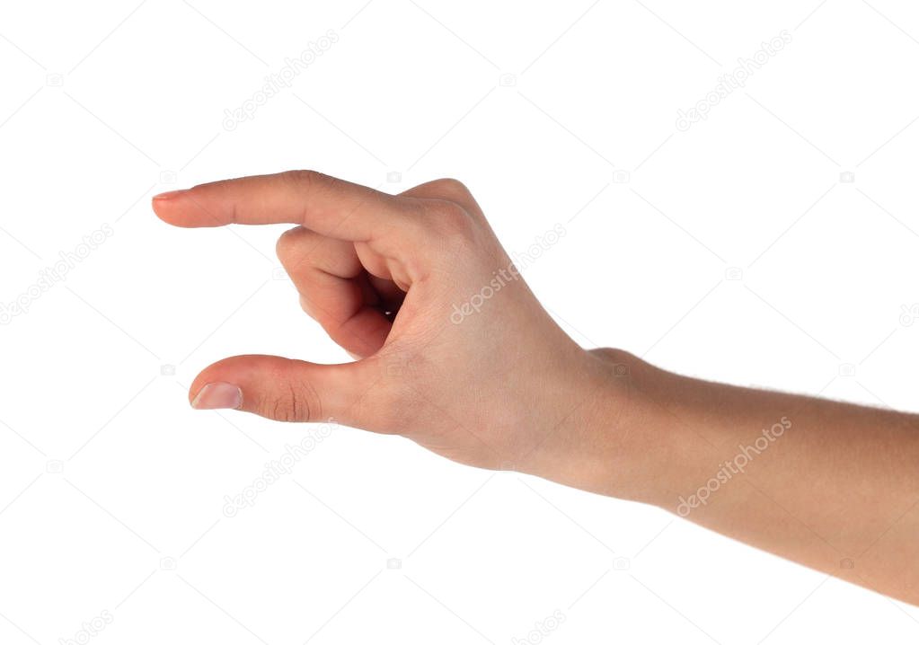 hand holding something like a card on white background
