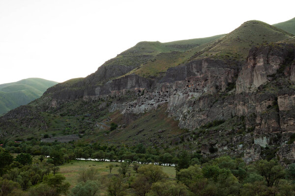 View of Vardzia caves. Vardzia is a cave monastery site in south