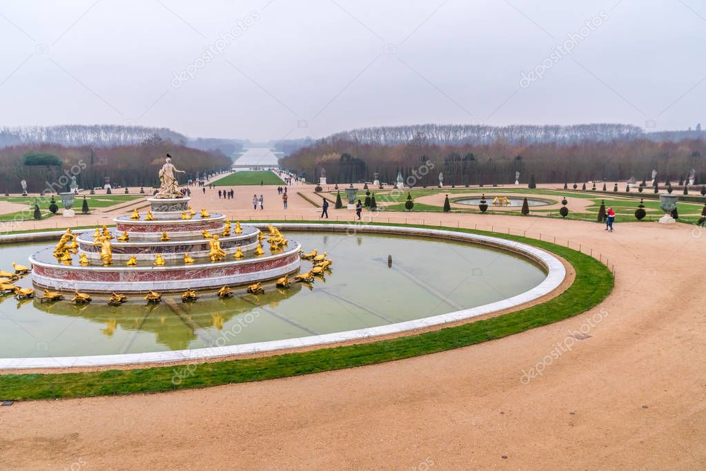 Beautiful Garden in a Famous Palace of Versailles (Chateau de Ve