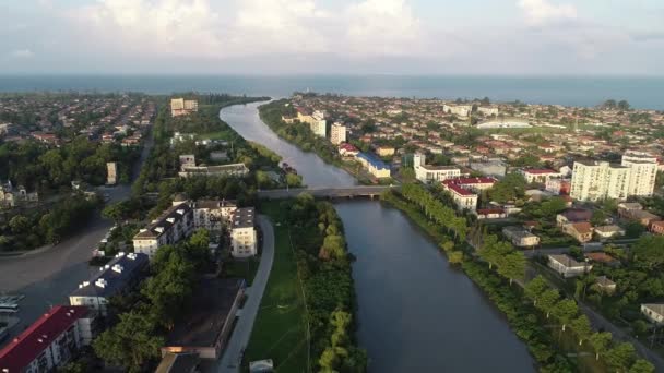 Vue Aérienne Une Des Villes Côtières Mer Noire Poti Géorgie — Video