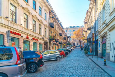 Tiflis, Gürcistan - 14.01.2019: Eski Tiflis'te Binalar, başkent