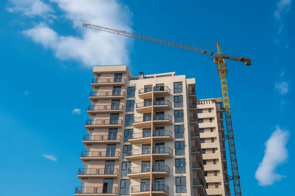 new multi-family houses against the blue sky.