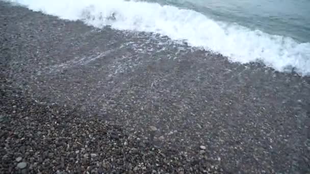 Onde Del Mar Nero Spiaggia Kvariati Bel Tramonto — Video Stock