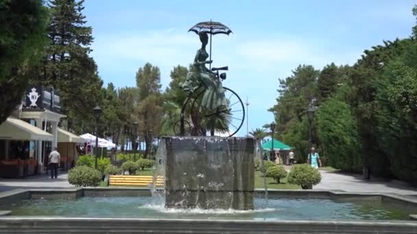 Fontana Unica Nel Viale Batumi Georgia — Video Stock