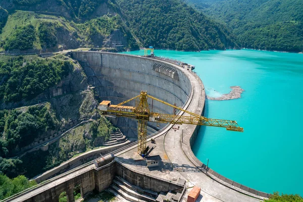 Wide view of The Enguri hydroelectric power station HES. — Stock Photo, Image