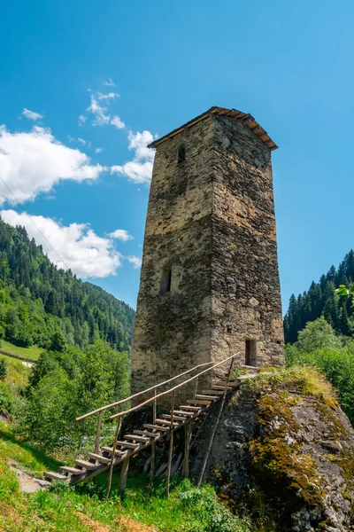 The medieval Svan Love Tower on Enguri river, Kala village, Same