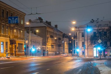 Vilnius, Litvanya - 04.01.2019: Vilnius'un eski sokakları. Yeni