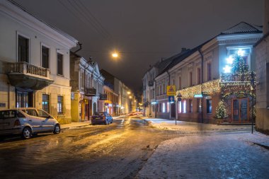 Vilnius, Litvanya - 04.01.2019: Vilnius'un eski sokakları. Yeni