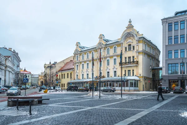 Wilno, Lietuva-05.01.2019: stare ulice Wilna. Nowy Y — Zdjęcie stockowe