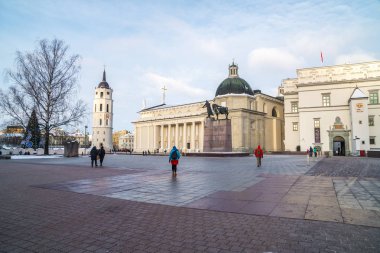 Vilnius, Lietuva - 04.01.2019: Katedral Meydanı, ana meydan