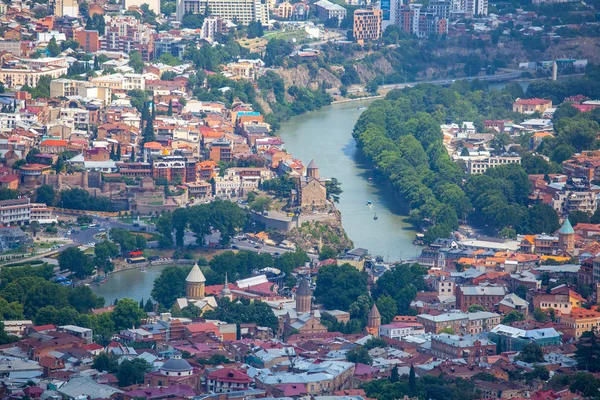 Tbilisi, Georgia - 30.07.2019: Aerial overview of Tbilisi, the c — Stock Photo, Image