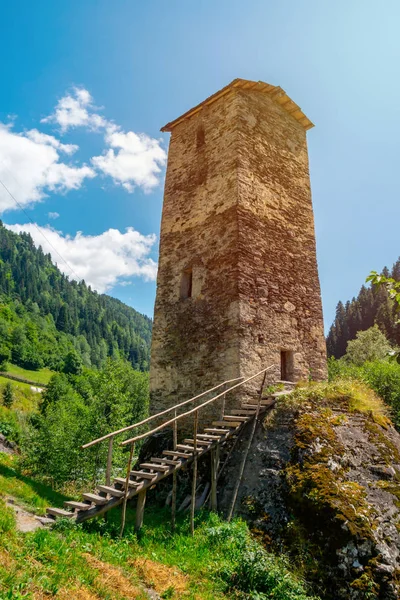 The medieval Svan Love Tower on Enguri river, Kala village, Same