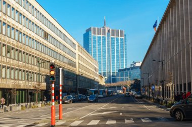 Brüksel, Belçika - 21.01.2019: Bruss'ta eski kentin sokak manzarası