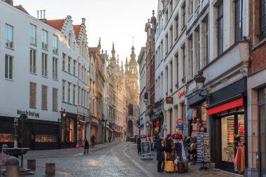 Brüksel, Belçika - 21.01.2019: Bruss'ta eski kentin sokak manzarası