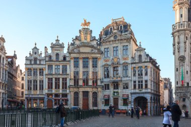 Brüksel, Belçika - 21.01.2019: Bruss'ta eski kentin sokak manzarası