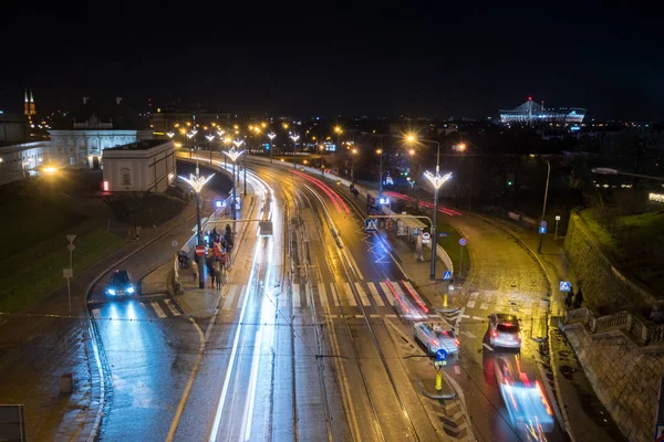 Warszawa, Polen-01.01.2019: utsikt över solidaritet avenyn på ni — Stockfoto