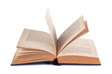 Beyaz arkaplan, eğitim, nesne üzerine açık kitap izole