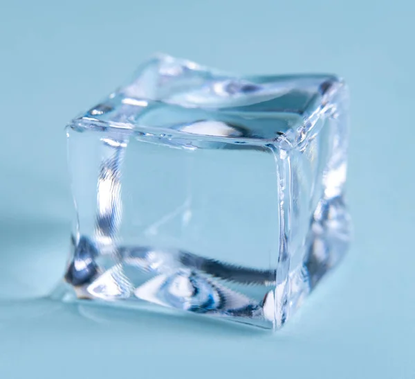 Plastic Ice Cube Isolated Blue Background Object — Stock Photo, Image