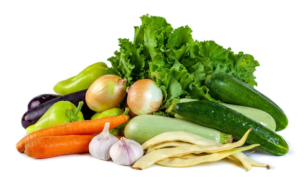 Isolat Légumes Divers Sur Fond Blanc Nourriture — Photo