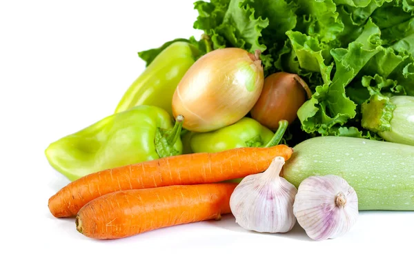 Varios Vegetales Aislados Sobre Fondo Blanco Alimentos —  Fotos de Stock