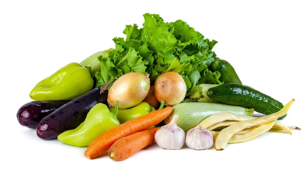 Isolat Légumes Divers Sur Fond Blanc Nourriture — Photo