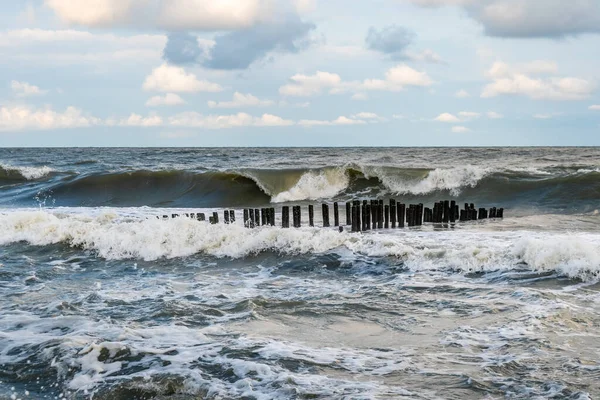 Grandes Ondas Tempestuosas Mar Negro Poti Georgia Paisagem — Fotografia de Stock