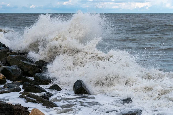 Grandes Ondas Tempestuosas Mar Negro Poti Georgia Paisagem — Fotografia de Stock