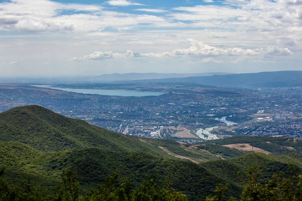 Hermosa Vista Del Tbilisi Casco Antiguo Mtskheta Desde Montaña Zedazeni — Foto de Stock
