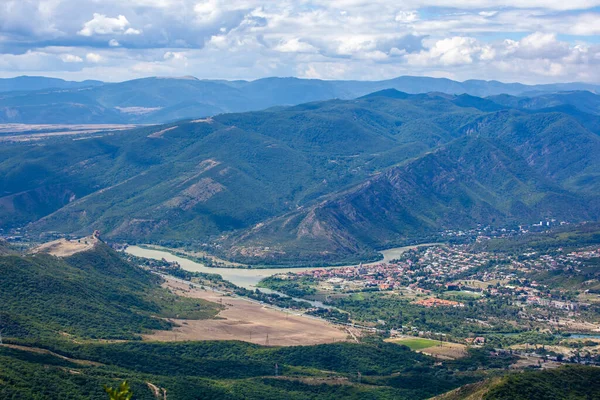 Prachtig Uitzicht Oude Stad Mtskheta Vanaf Zedazeni Berg Georgië Eerste — Stockfoto