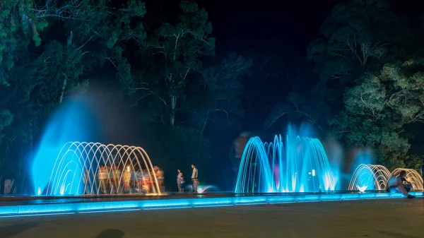 Fuente Agua Musical Colores Por Noche Shekvetili Georgia — Foto de Stock