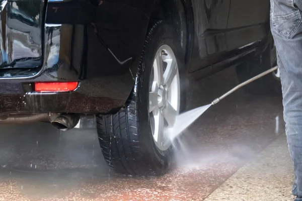 Lavado Autos Limpieza Coches Con Agua Alta Presión Espuma Transporte — Foto de Stock